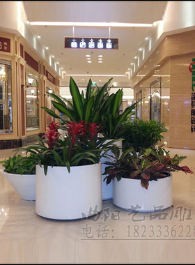 玻璃钢树脂异形花盆商场组合摆件