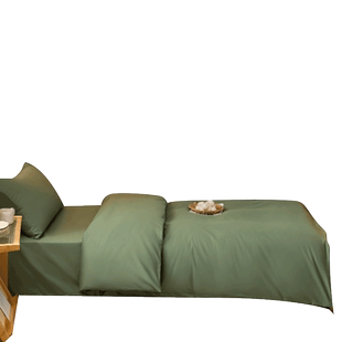 纯棉学生宿舍1m全棉床笠三件套0.9米上下铺单人床军绿色被套床单
