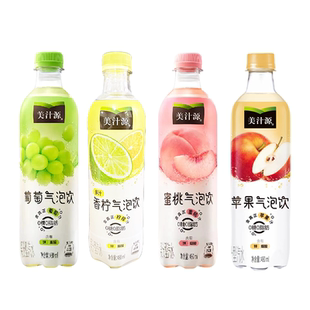 可口可乐美汁源气泡水苹果蜜桃葡萄气泡饮无糖零脂肪480ml*12瓶