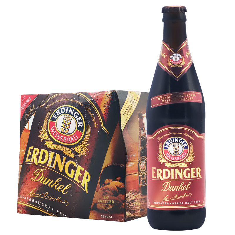 德国进口啤酒ERDINGER艾丁格小麦黑啤酒500ml*12瓶整箱正品促销