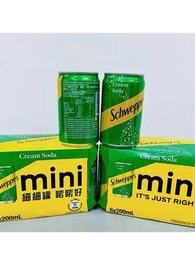香港进口Schweppes玉泉mini罐装忌廉味奶油鲜奶苏打汽水饮料200ml