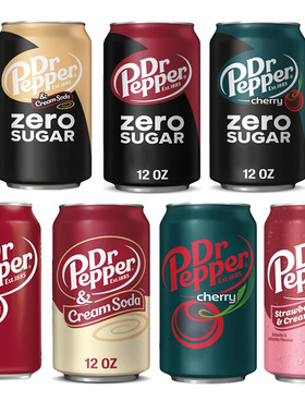 美国进口Dr Pepper胡椒博士汽水饮料355ml樱桃香草零度可乐