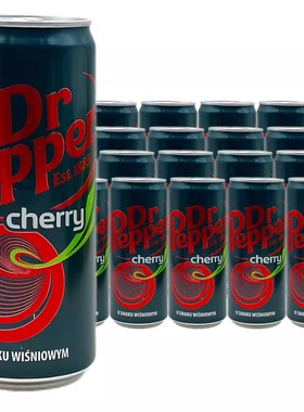 波兰进口胡椒博士Dr Pepper樱桃味可乐碳酸汽水330ml*24罐 新日期