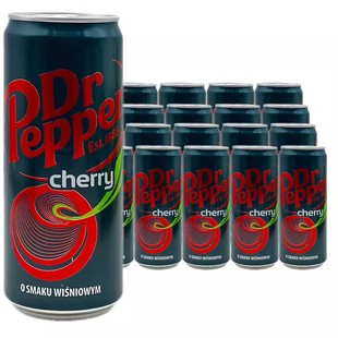 波兰进口胡椒博士Dr Pepper樱桃味可乐碳酸汽水330ml*24罐 新日期