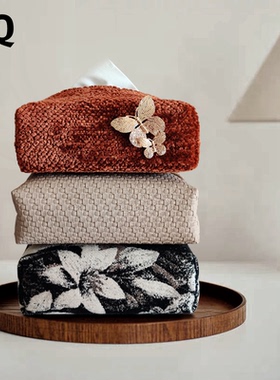 原创小众法式中古风高级感2026新款纸巾盒家用客厅桌面纸巾收纳包