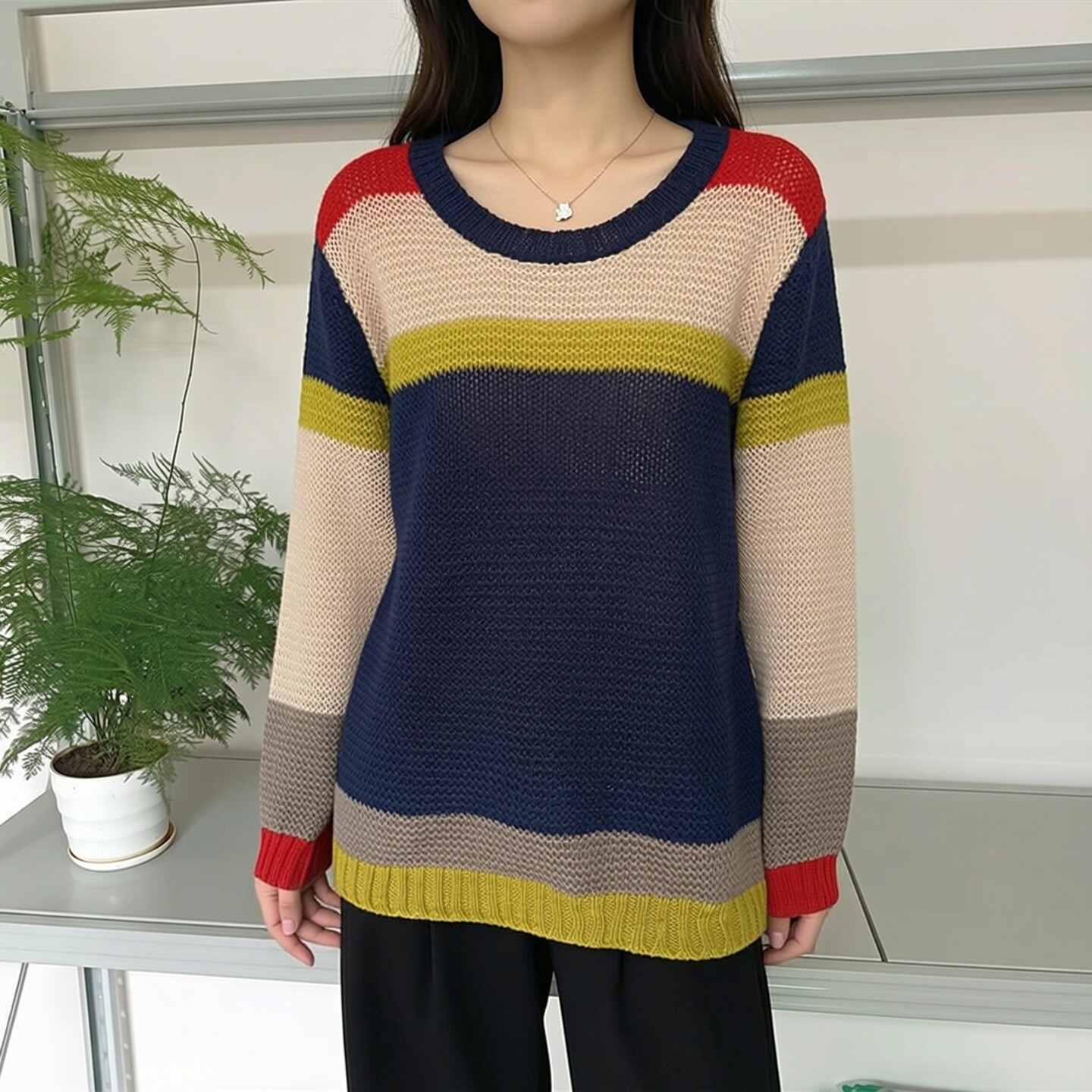 外贸外单森系女软妹宽松慵懒风软糯圆领套头长袖春秋轻薄马海毛丝