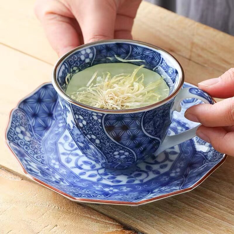 日本进口陶瓷青花釉下彩咖啡杯