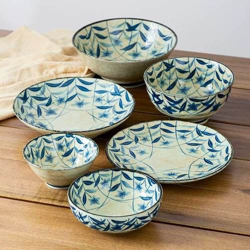 古伊烧陶瓷复古成人深盘饭碗