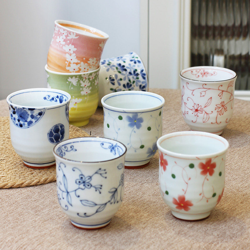 日本进口陶瓷小蓝芽线唐草汤吞青花瓷水杯美浓烧煎茶无把杯高身杯,餐饮具,茶杯,淘宝优惠券,粉丝福利购,淘宝优惠卷