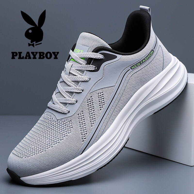 花花公子男鞋透气网面鞋男夏季男士运动休闲鞋软底轻便飞织跑步鞋
