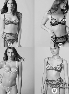 英国AP内衣Agent Provocateur性感超薄蕾丝文胸内裤黑色肤Sparkle