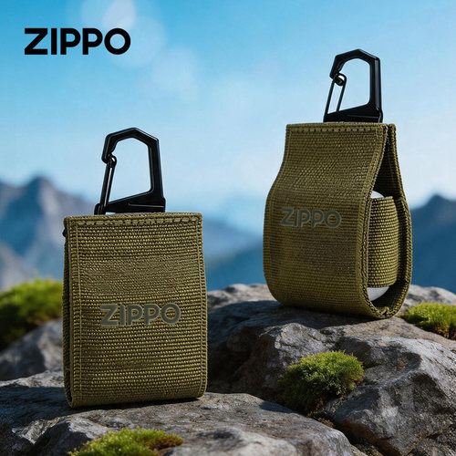 zippo打火机棕绿色 保护套耳机便携配件火机随行包复古户外收纳包