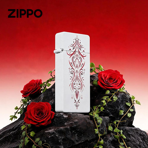 zippo打火机充电款白绯色恋纹高颜值彩印 生日礼物送男友个性创意