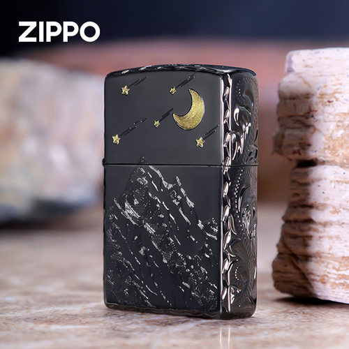 zippo打火机 月映江山正品官方芝宝防风煤油打火机送男友七夕雕刻