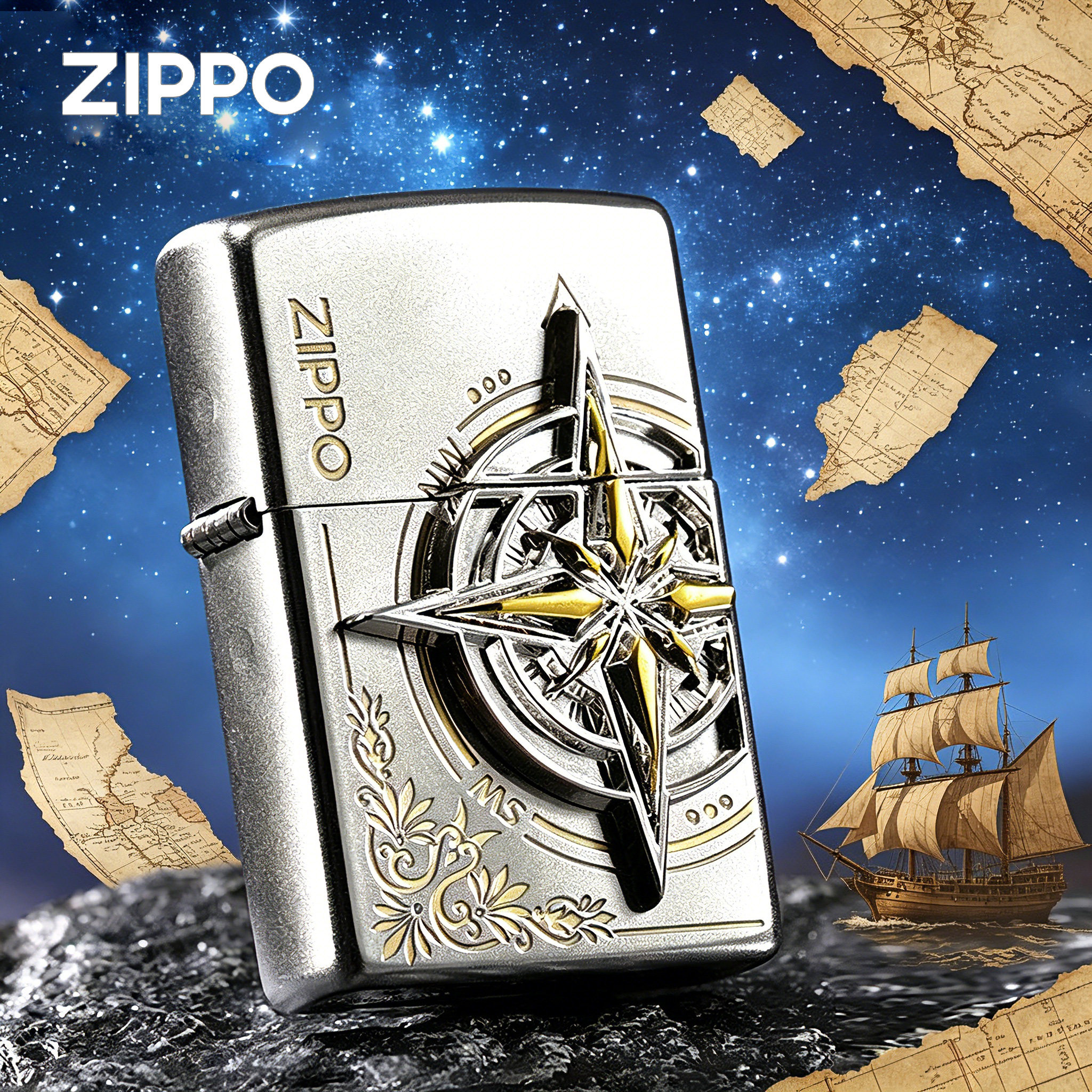 zippo打火机正品 贴章爱情指南针 防风煤油火机520生日礼物刻字