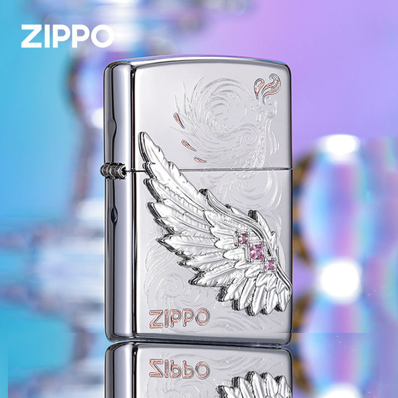 zippo打火机星雀之翼 热恋之翼粉钻圣诞节新年礼物送男生防风火机