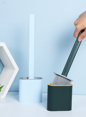 家用扁形软胶刷头去污马桶刷带底座夹缝厕所清洁刷无死角洁厕刷子