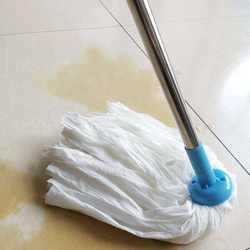 家用无纺布拖把不锈钢长柄水拖吸水不掉毛墩布拖可换头圆头小拖把