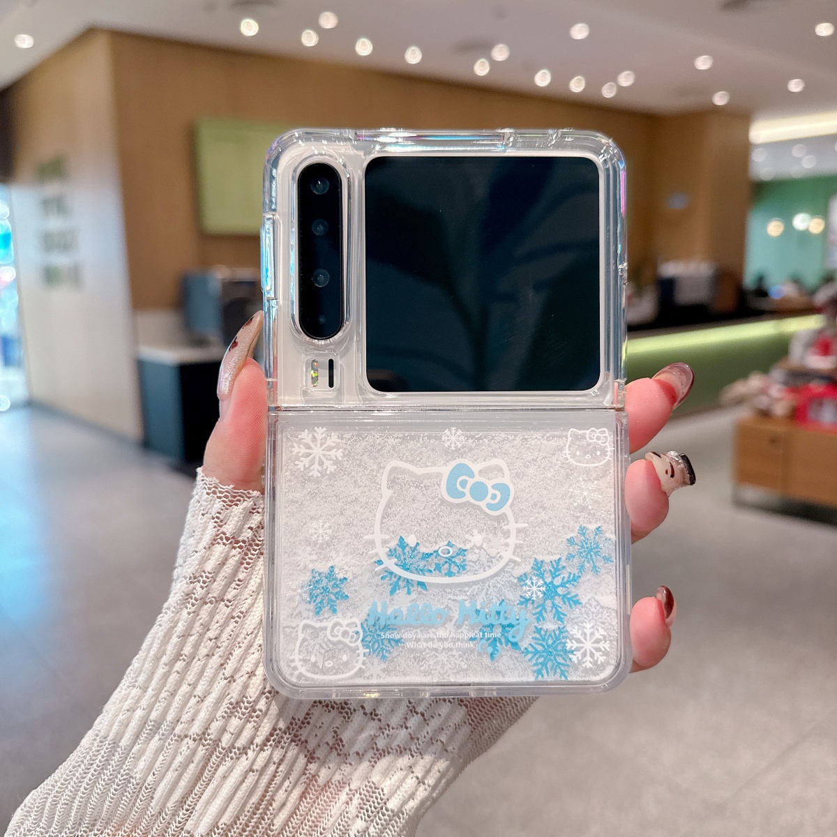 可爱卡通雪花摇摇乐线条手机壳