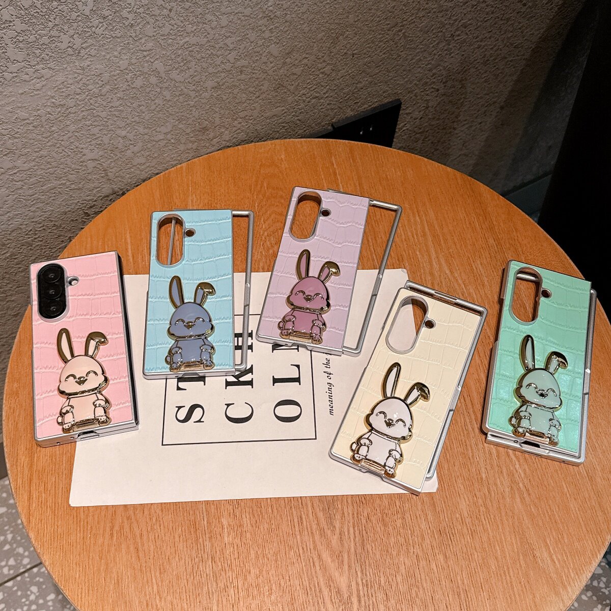 轻奢风创意鳄鱼纹兔子支架适用韩国三星GalaxyZFold7/6/5手机壳保护套w24/w23折叠屏zfold4全包少女款zfold7