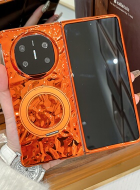 商务橙色电镀360解压旋转支架适用华为matex7折叠屏x5保护套MateX6典藏版X7手机壳x3全包vivoXFold5防摔潮流