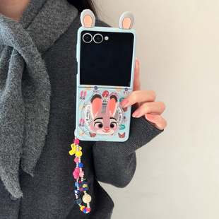 可爱卡通动物城伙伴兔子磁吸支架适用三星Galaxy Z Flip7/6/5手机壳全包折叠屏w24flip翻盖波漾壳小米mixflip