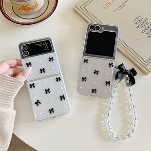 滴胶黑色小蝴蝶结适用三星GalaxyZFlip6折叠屏保护套zflip5手机壳w24flip全包防摔ZFlip4 3透明小米MIXFlip女