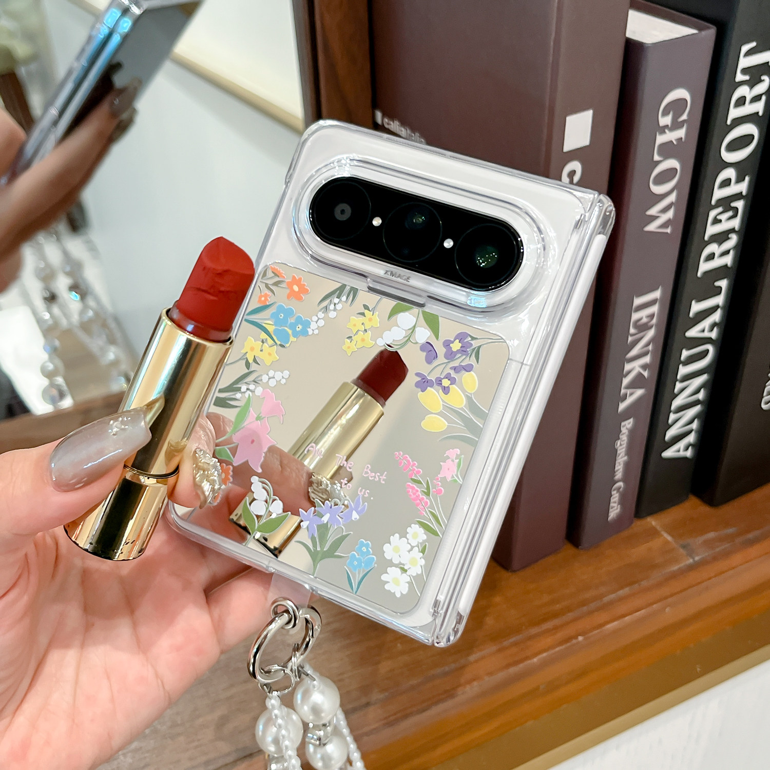 简约ins风甜美透明镜子花瓣适用华为Pura XMax手机壳保护套阔折叠屏puraxmax防摔全包PURAXMAX少女款时尚外壳
