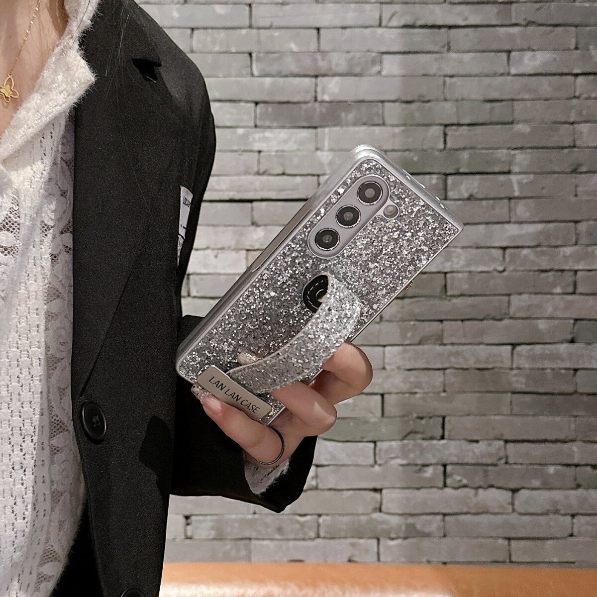 适用三星闪粉小众保护套