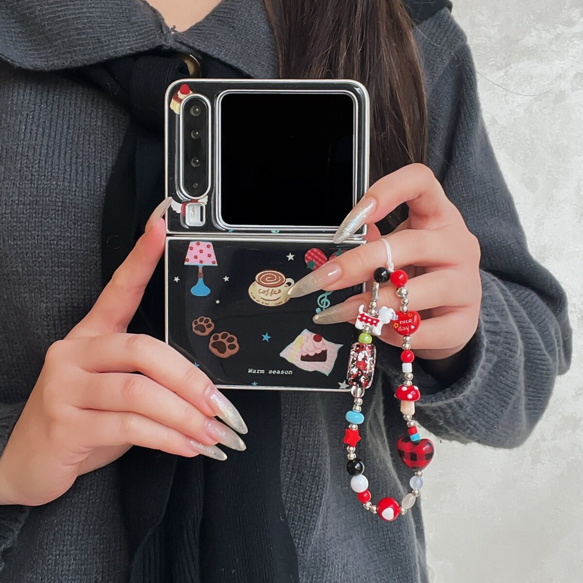 ins简约台灯咖啡水凝壳适用华为purax手机壳pocket2保护套novaFlip折叠屏小米mixFlip全包防摔荣耀magicvflip