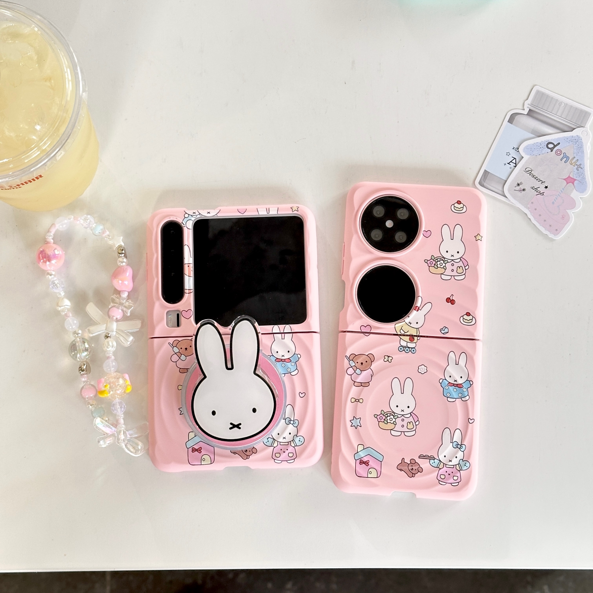 可爱趣味粉色米菲兔磁吸支架波漾壳适用华为purax手机壳全包Pura X典藏版折叠屏Pocket2防摔荣耀vflip2保护套