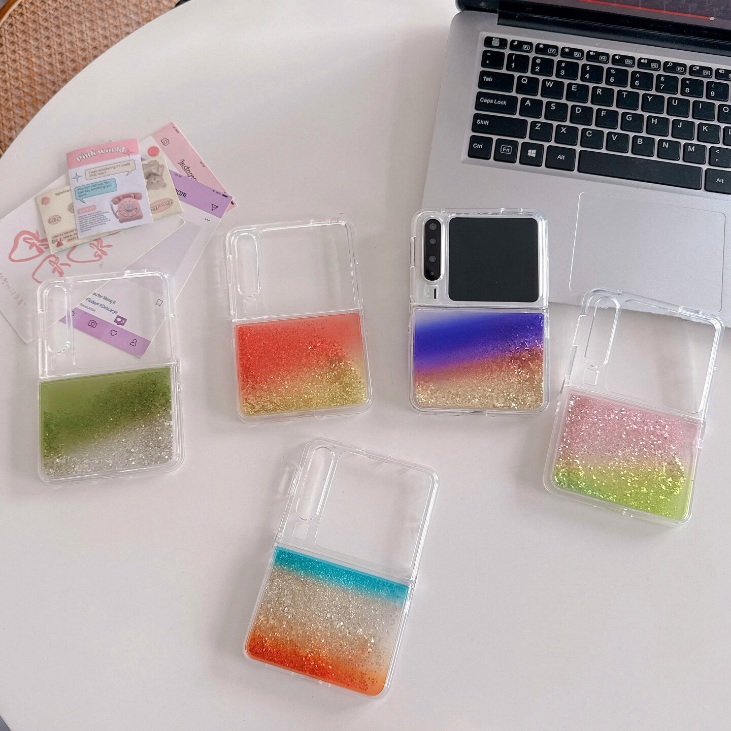 闪粉流沙渐变折叠屏手机壳