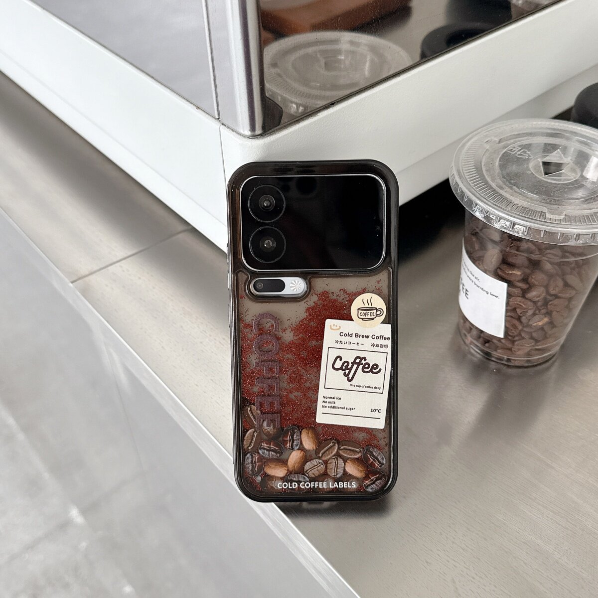 创意个性潮流咖啡豆滑块适用小米17promax保护套手机壳流沙17PRO全包防摔xiaomi17苹果16pro女iPhone15ProMax