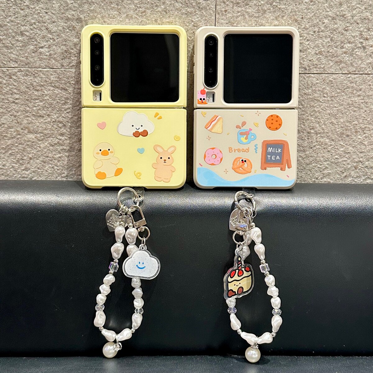 可爱小动物面包适用华为PuraX手机壳保护套Pocket2全包防摔壳小米MIXFlip2折叠屏荣耀vflip磨砂三星zflip7/6