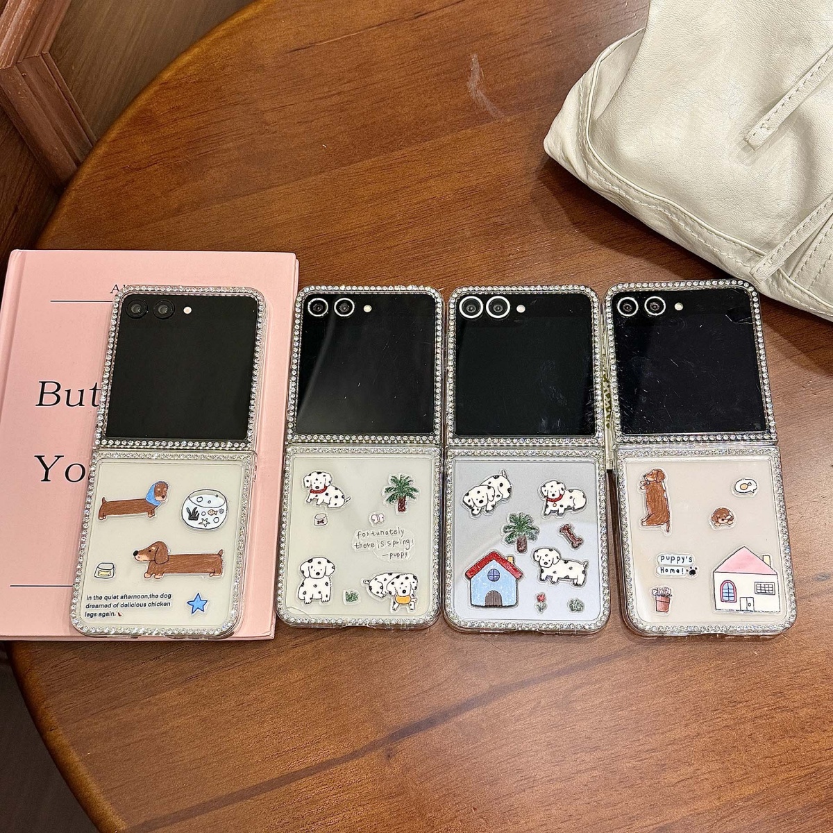 适用三星GalaxyZFlip6折叠屏保护套zflip5手机壳韩风ins果冻贴DIY腊肠狗w24flip磁吸闪钻壳二合一大视窗女款