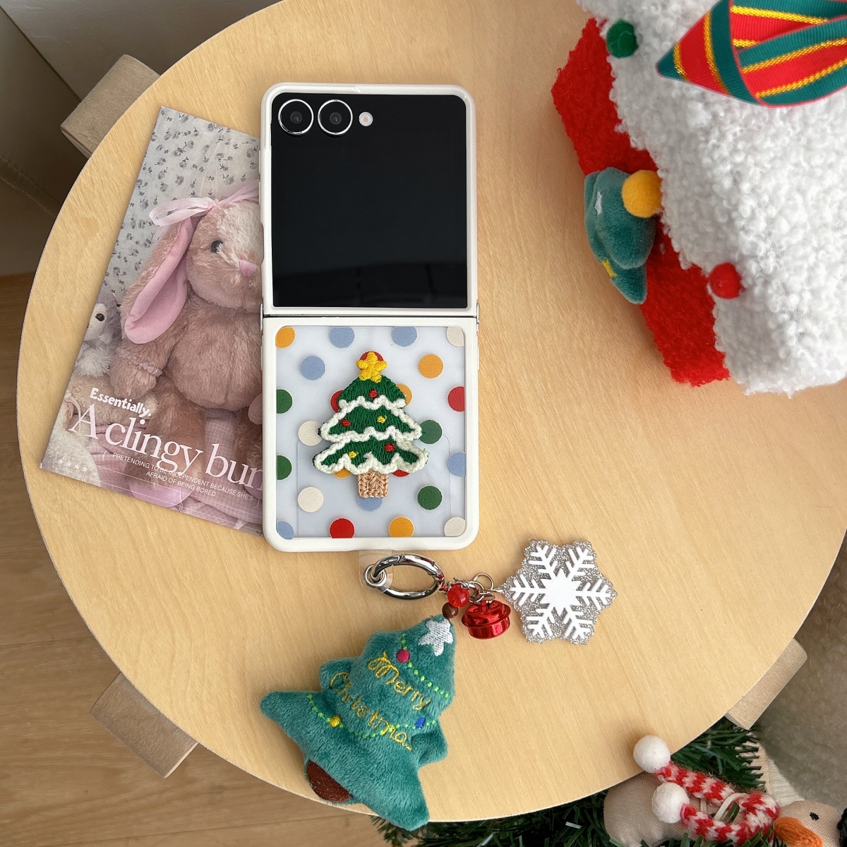 彩色波点编织毛线手机壳