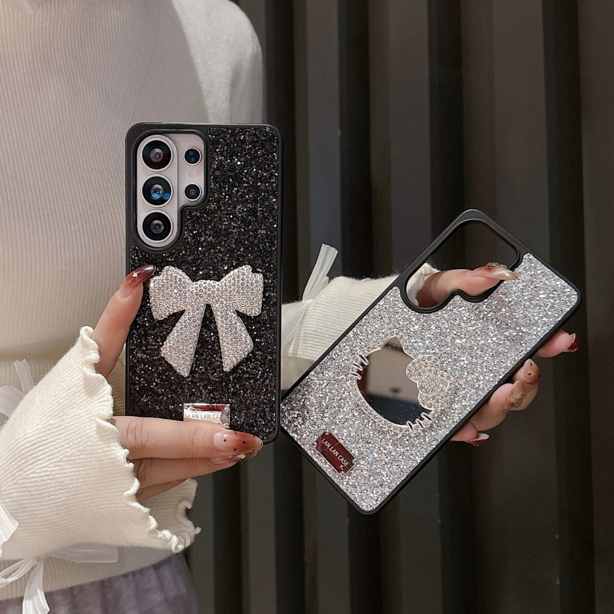 可爱银闪粉闪钻kitty镜子适用三星S26Ultra手机壳保护套Galaxys23/s24/s25plus全包防摔新款个性s26ultra时尚