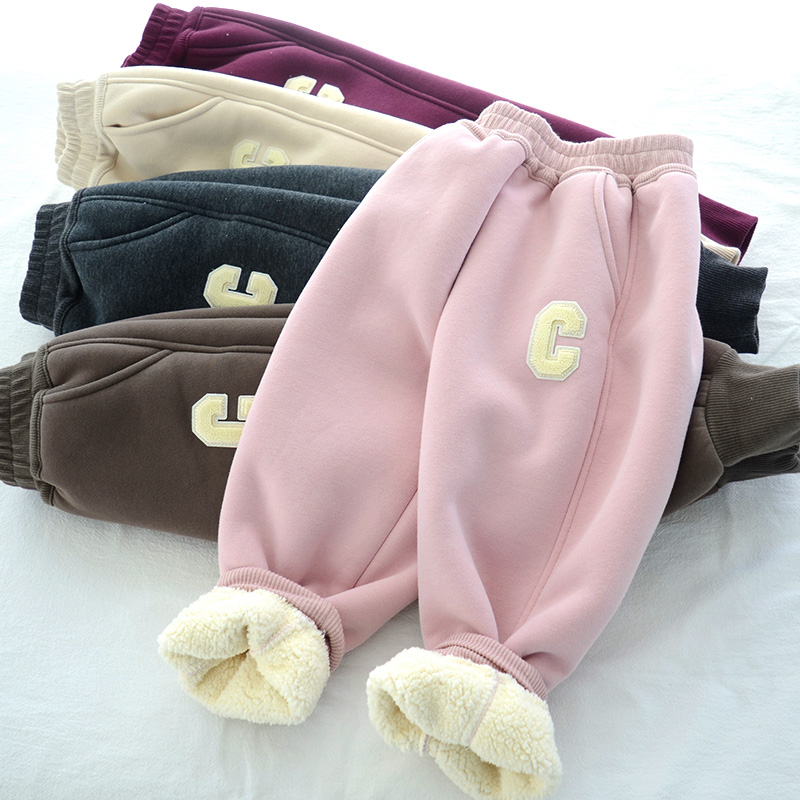 男童女童羊驼绒过冬运动裤