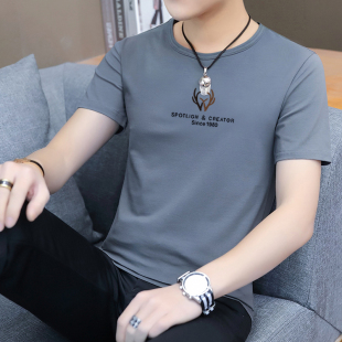 透气上衣薄款 男士 字母印花短衫 纯棉成熟青年夏天休闲半袖 t恤短袖