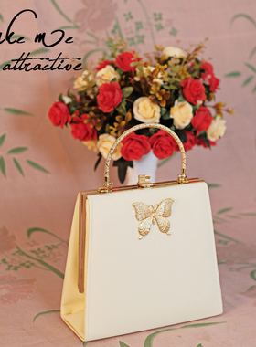 复古手提包蝴蝶口金包中古女包新中式高级感斜挎手拎包夹子旗袍包