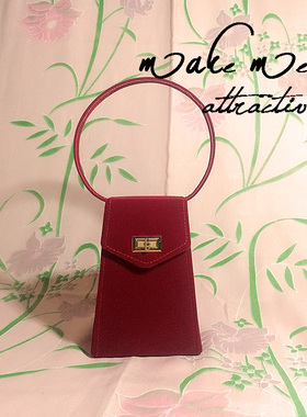 复古经典迷你小包秋冬丝绒手拎包vingtage古着手提包mini古董包