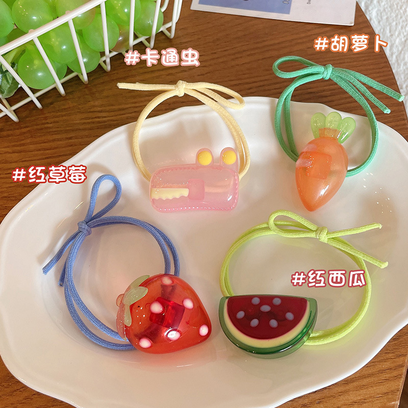 打结大号皮套高弹力强拉不断皮筋扎马尾女孩卡通水果头绳儿童发圈