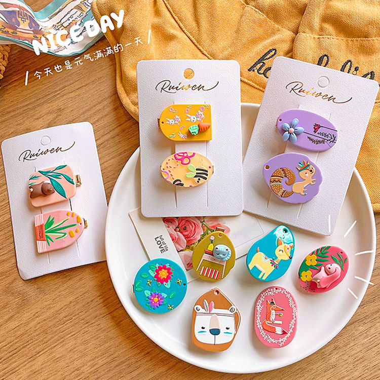 亚克力立体卡通对夹儿童发卡欧美侧边夹夏季宝宝小发夹少女头发饰