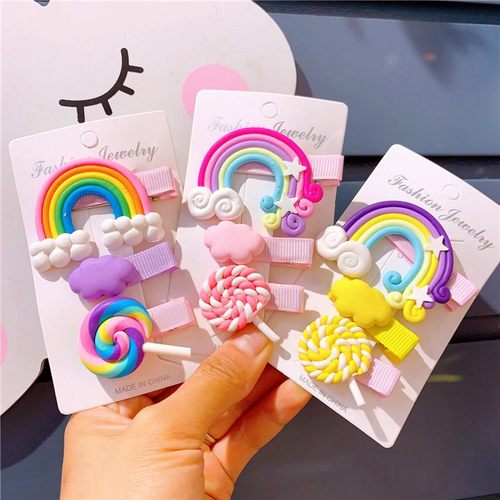 公主可爱童趣味发夹卡彩虹棒棒糖