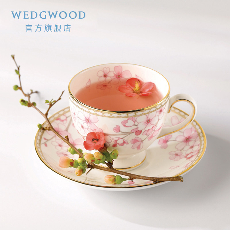 wedgwood威基伍德樱花春蕾杯碟骨瓷咖啡茶杯茶碟欧式礼盒