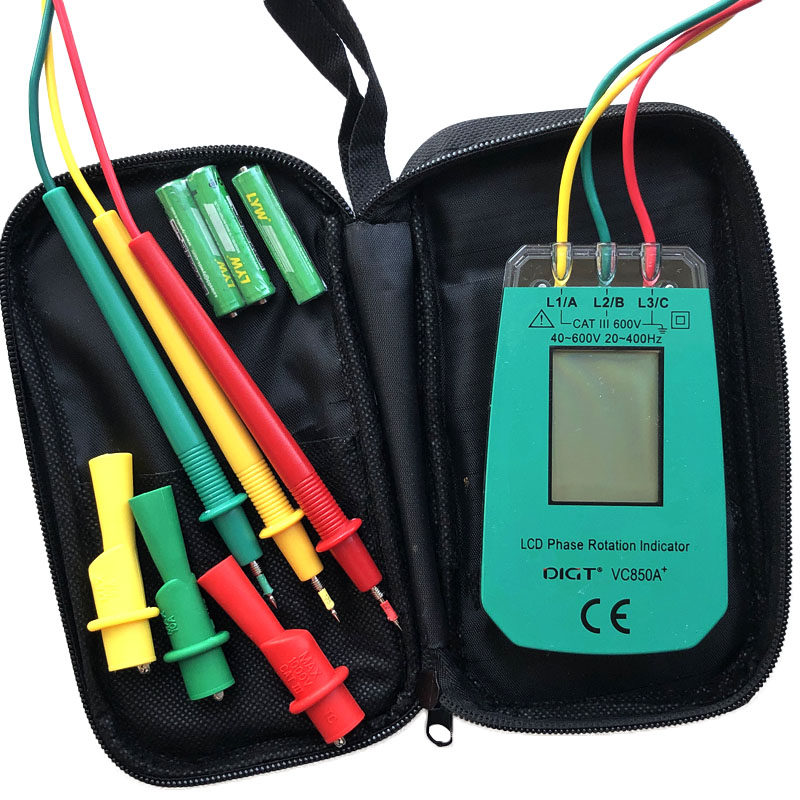 VC850A+数显相序表相位表三相交流电相序计相位检测仪相序测试仪