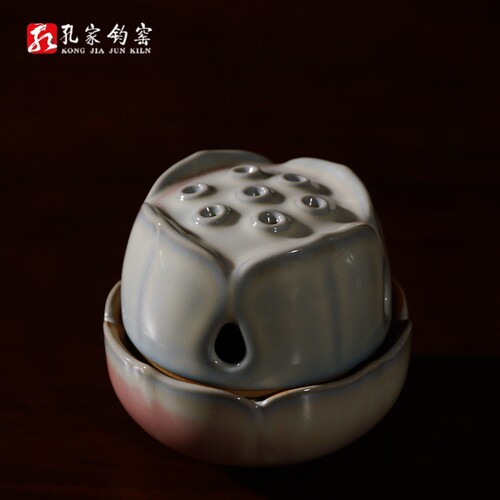 钧瓷窑变莲华炉香薰炉