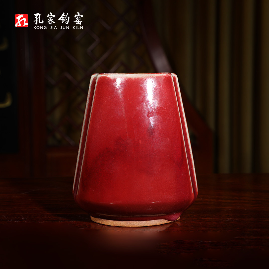 孔家钧窑【笔筒】神垕钧瓷手拉胚陶瓷摆件办公室家居桌面文房收纳