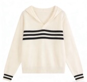 轻薄竹节棉条纹针织上衣0081 小四粉丝专享