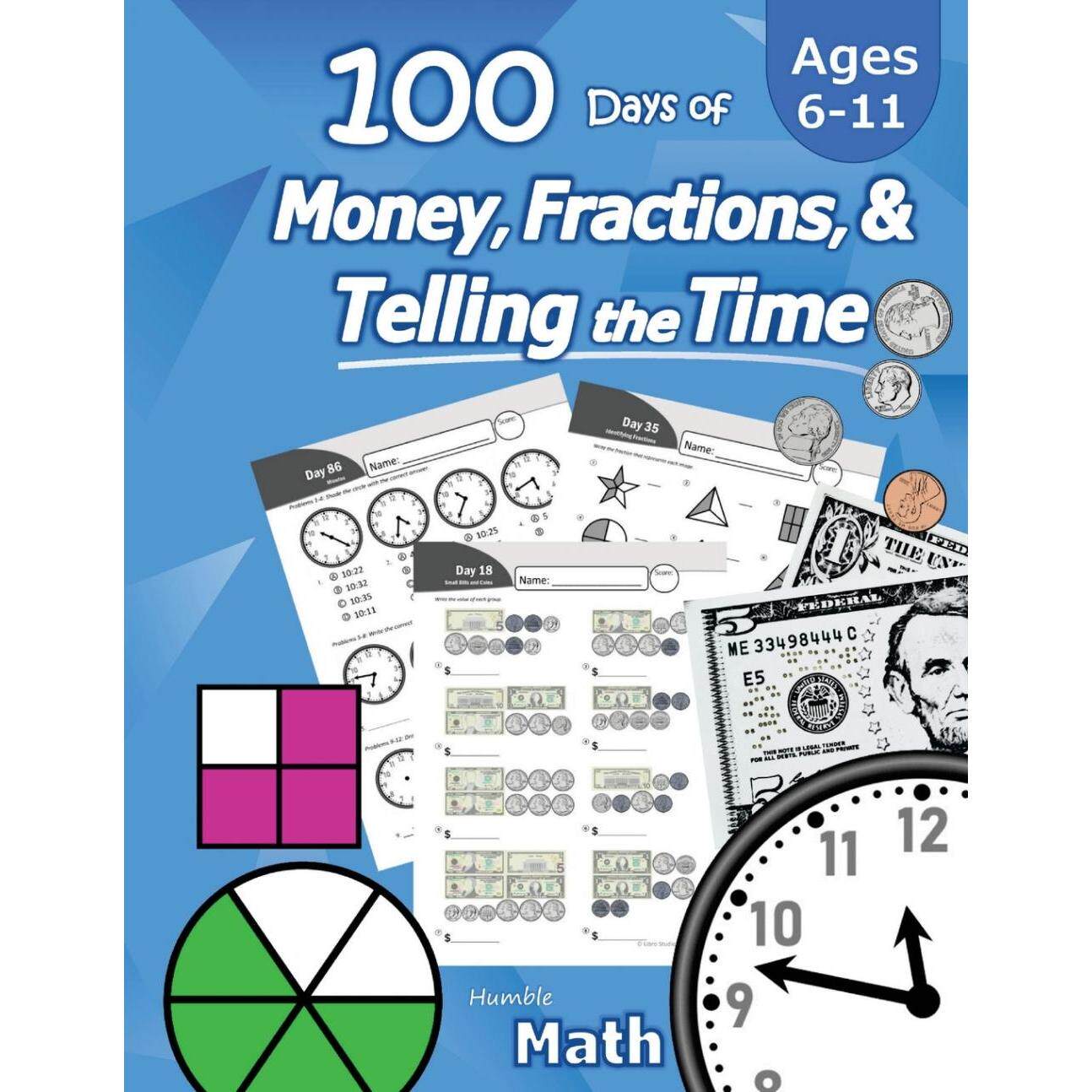 预售 按需印刷Humble Math - 100 Days of Money  Fractions  & Telling the Time